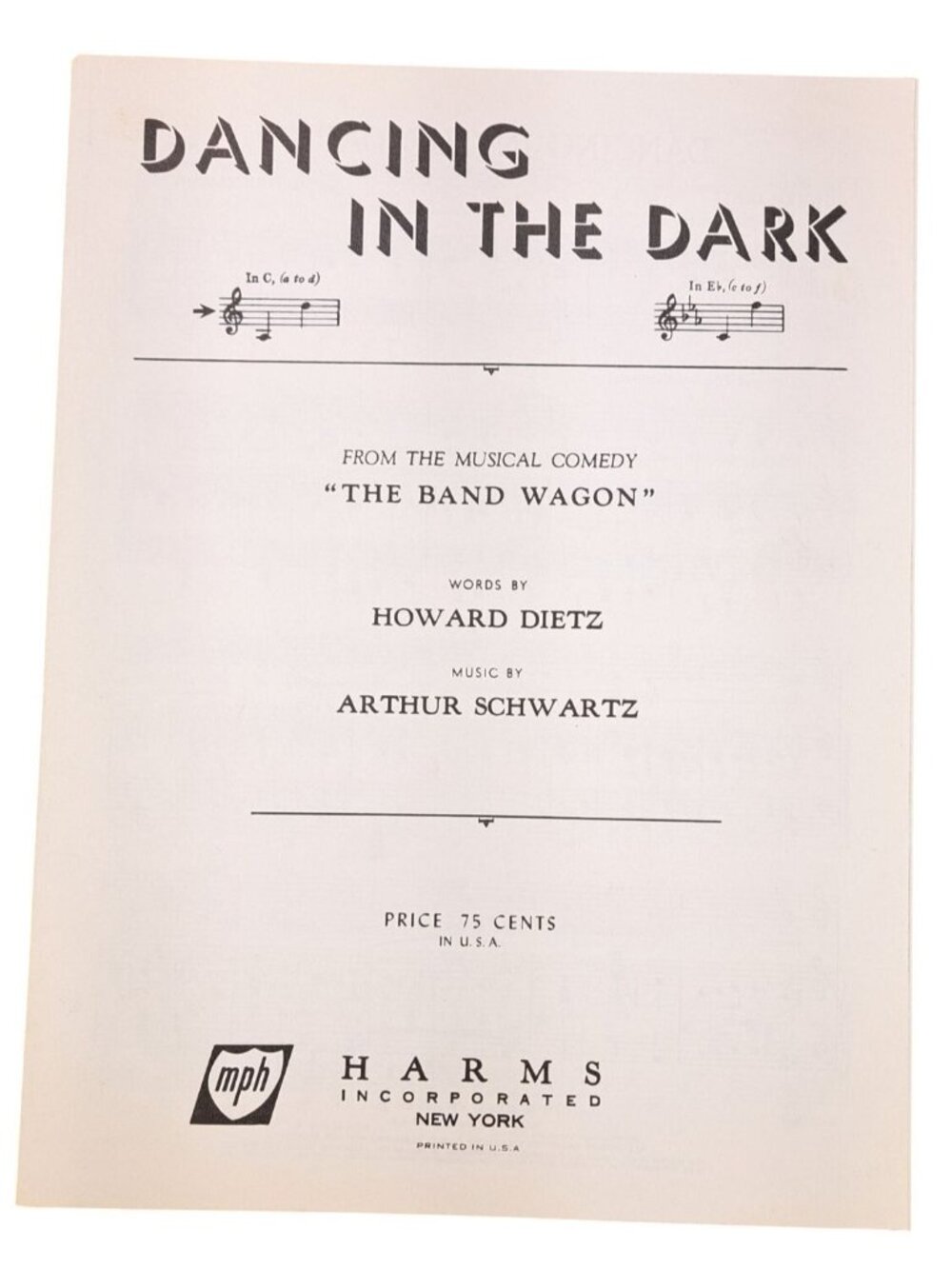 Vintage Dancing In The Dark Sheet Music Band Wagon Dietz Schwartz 1931 Astaire